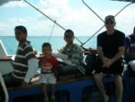 On the boat to Bongoyo Island, Billy, Amani, Bobby & Hubby