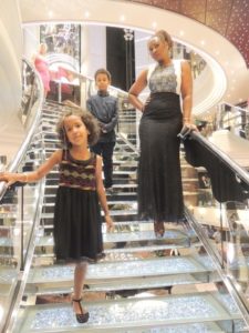With my kids on MSC Divina cruise ship